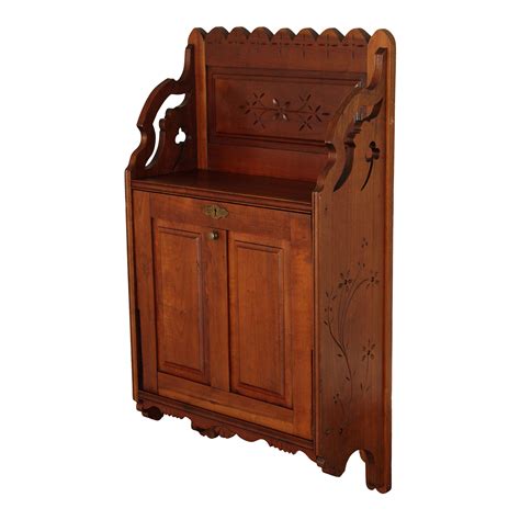 Antique Cortland Desk Co. Victorian Cherry Wall-Mounted Desk | Chairish