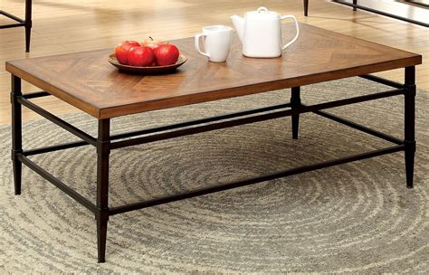 Herrick Light Oak Coffee Table from Furniture of America (CM4221C) | Coleman Furniture