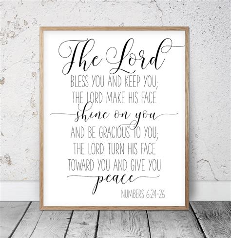 Bible Verse Printable The Lord bless You And Keep You Numbers | Etsy