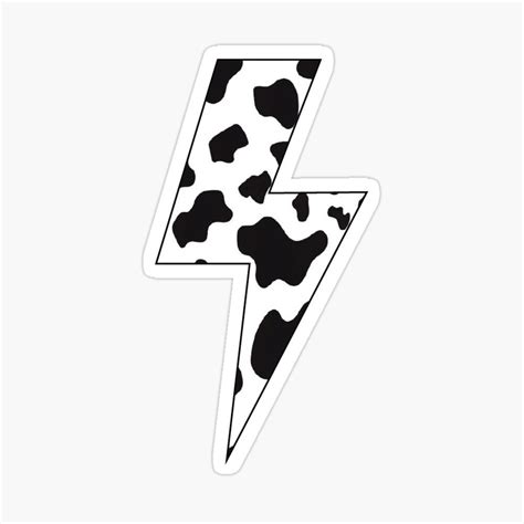 cowprint w black outline lightning bolt Sticker by mahayes | Preppy stickers, Cute laptop ...