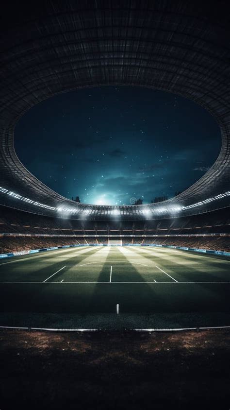 Football Stadium Pitch at Night. Generative Ai Stock Illustration ...