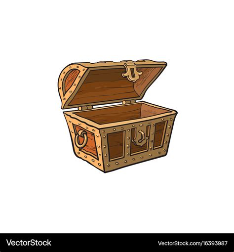 Opened empty wooden treasure chest Royalty Free Vector Image