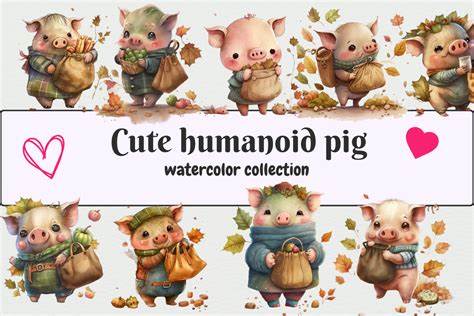 Watercolor Cute Humanoid Pig Clipart Graphic by INFINITE CREATIVE DESIGN · Creative Fabrica