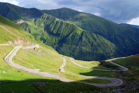 Difficult Curved Road in Mountains Stock Photo - Image of curve, chains: 15374646