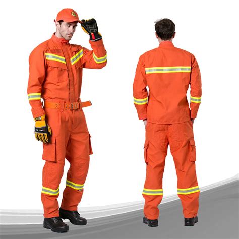 Orange Work Wear Clothes Aramid Fire Retardant Coverall, Fireman Work Uniform for Firefighting ...