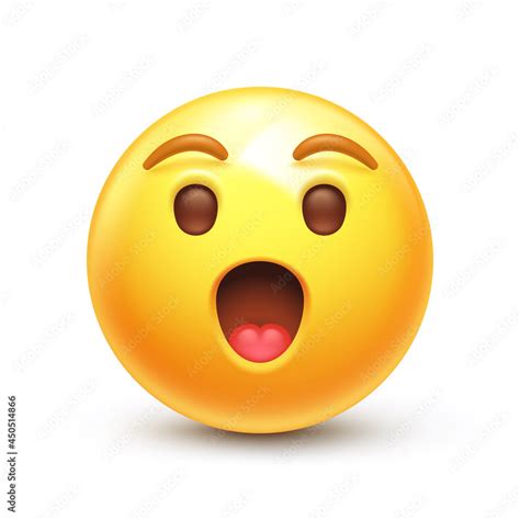 Astonished emoji. Shocked emoticon with gasping face 3D stylized vector icon Stock Vector ...