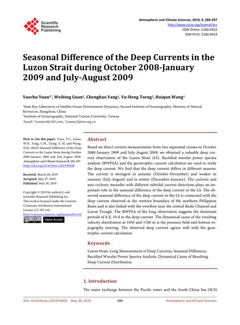 (PDF) Seasonal Difference of the Deep Currents in the Luzon Strait ...