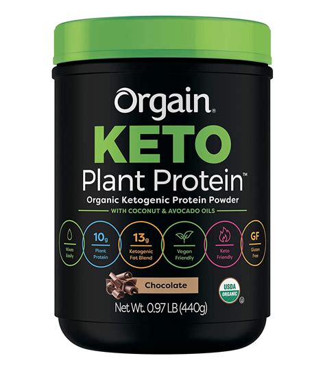 Orgain Keto Plant-Based Protein Powder, Chocolate- Keto Friendly, Organic, Vegan, Gluten Free ...