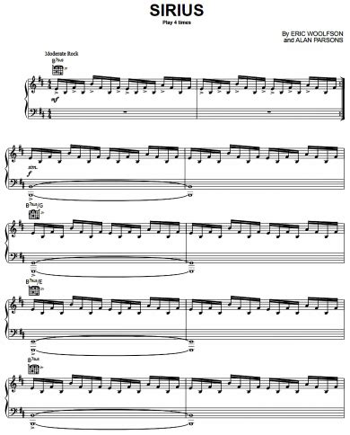 Alan Parsons Project Sirius Free Sheet Music PDF for Piano | The Piano Notes