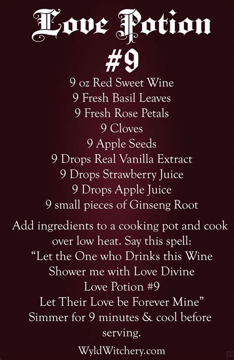 Love Potion #9 #Love #Spell #wicca #wiccan #pagan #witchcraft | Wicca love spell, Potions ...