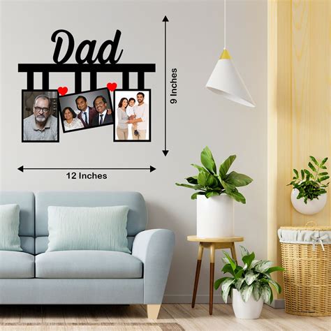 Personalized Dad 3 Photos Photo Frame - tidyprint.in