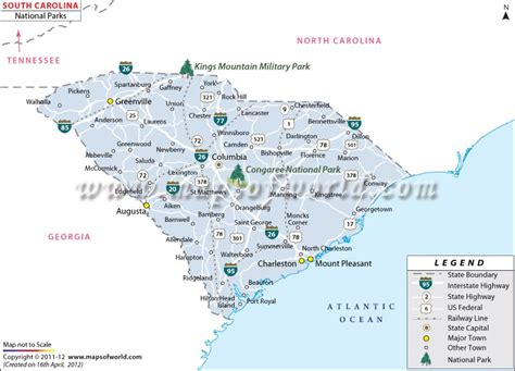 South Carolina National Parks Map