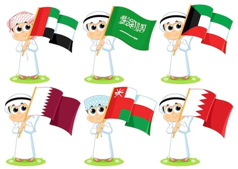 Premium Vector | Gulf cooperation council flags ( united arab emirates , saudi arabia , kuwait ...