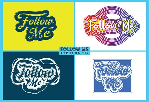 Follow me typography logo and sticker design 11731552 Vector Art at ...