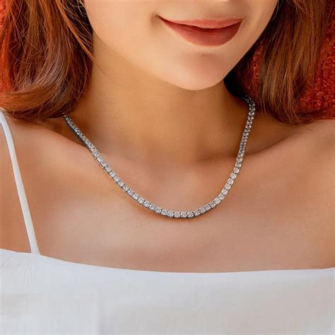 5mm CZ Diamond Tennis Chain Necklace In White Gold/14K Gold for Women-KRKC&CO – krkc&co