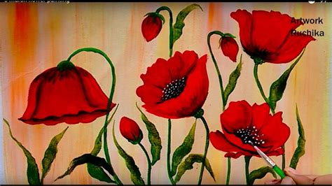 Red Poppy Flower Painting | Acrylic Painting Tutorial - YouTube