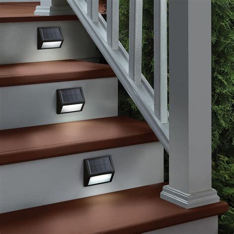 Hampton Bay Solar Black LED Stair Light 10 Lumens (4-Pack)-HD41247 - The Home Depot | Patio ...