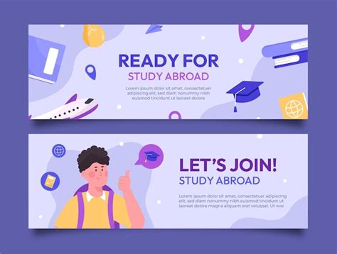 Free Vector | Study abroad horizontal banner template