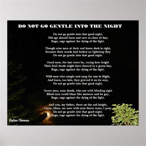 DO NOT GO GENTLE INTO THE NIGHT POSTER | Zazzle.com