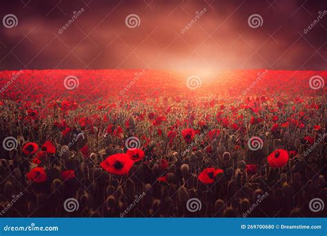 Remembrance Day, Poppy Field Created with Generative AI Technology ...