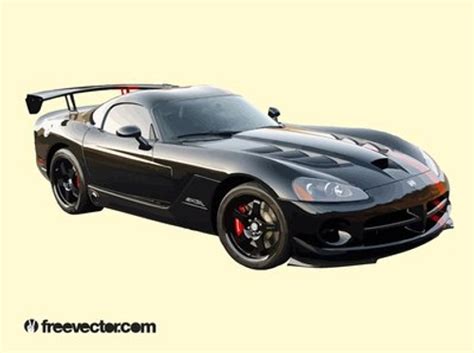 Black Dodge Viper Sports Car Vector for Free Download | FreeImages