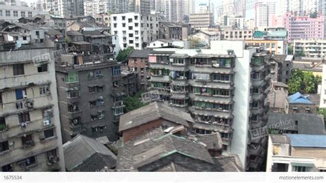 Old Town And Skyline Of Chongqing From Cable Car Stock video footage | 1675534