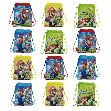 Buy POMNUG 12 PCS Super Mario Party Bags Non-woven Drawstring Goodie ...