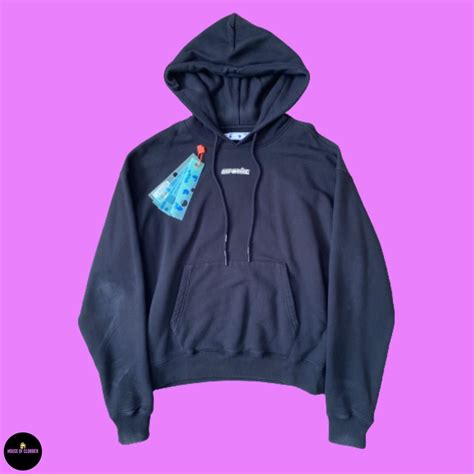 Off-White Men's Black and Blue Hoodie | Depop