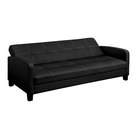 This Classic Black Faux Leather Futon Sofa Sleeper will add style to your living room with its ...