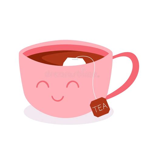 Cute Cup of Black Tea with a Smile and a Packet of Tea Stock Vector - Illustration of compote ...