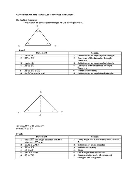 Converse of the Isosceles Triangle Theorem | Triangle | Theorem | Free ...