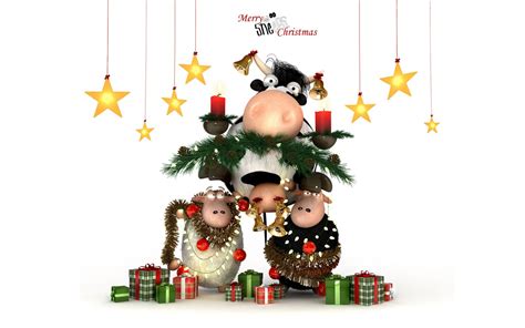 Christmas Happy Cow 1680 x 1050 widescreen Wallpaper