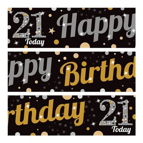 21st Sparkling Birthday Paper Banners - 1m (3pk) | Party Delights