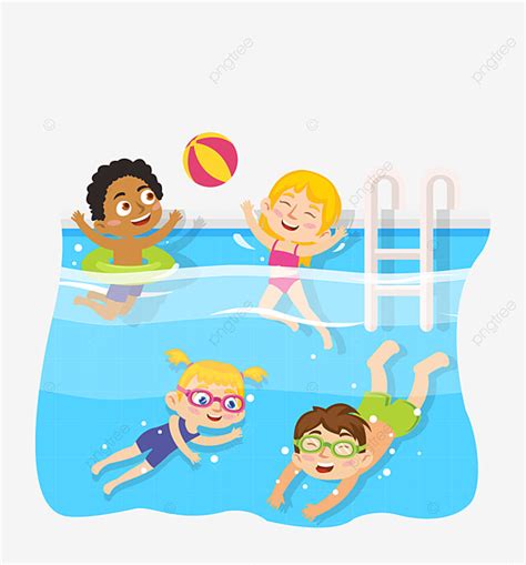 Kids Swimming Cartoon