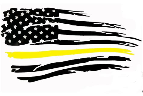 Thin Gold Yellow Line American Flag Tattered Distressed Police - Etsy UK