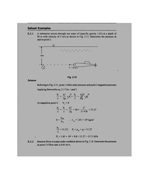 SOLUTION: Solved examples for fluid mechanics - Studypool