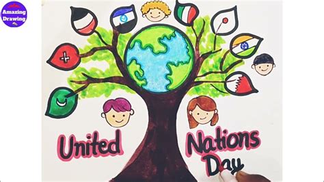 united nations day poster drawing | how to draw united nations day | united nations day easy ...