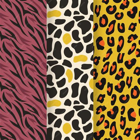 Free Vector | Set of modern wildlife fur pattern