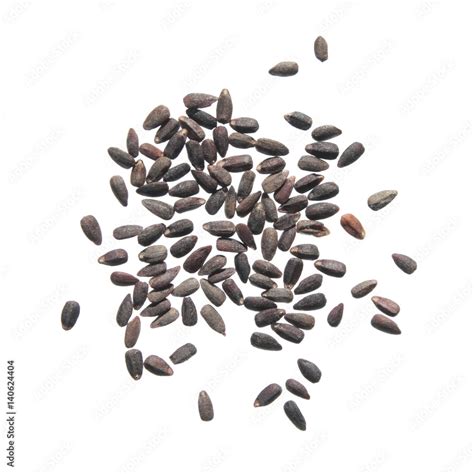 Seeds of hyssop (Hyssopus officinalis) isolated on white background ...