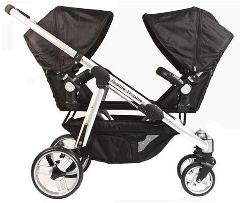 Strollers facing one another in the Double Trouble twin pram Twin Baby ...