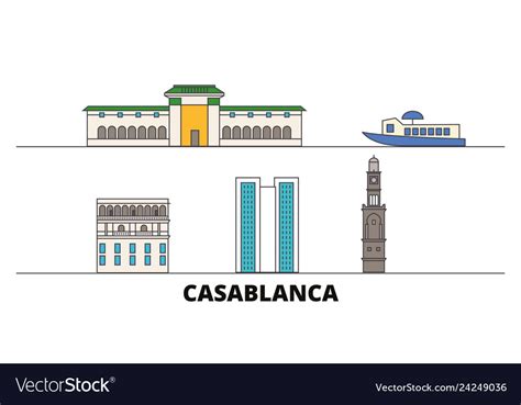 Morocco casablanca flat landmarks Royalty Free Vector Image