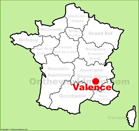 Valence location on the France map - Ontheworldmap.com