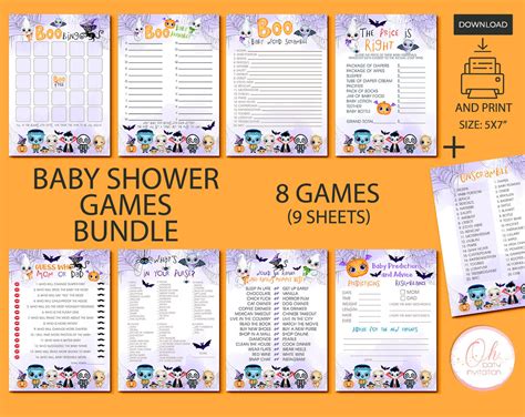 Halloween Baby Shower Games Printable Purple Baby Shower Girl - Etsy