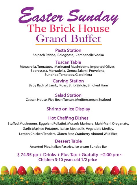 Brick House Easter Buffet 2023 Menu | The Brick House