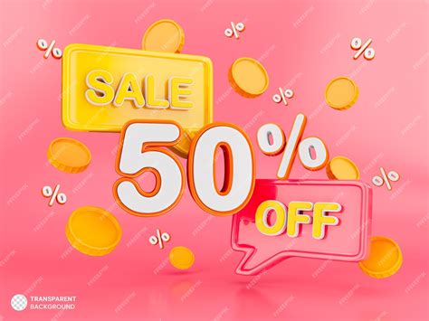 Premium PSD | 50 percent off discount 3d sale banner