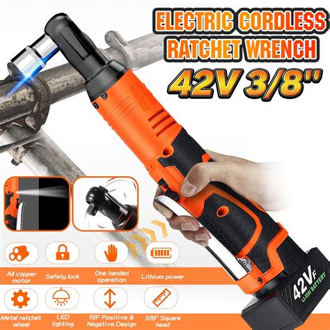 Electric Ratchet Wrench, 3/8'' 42V 90Nm 8000mAh Cordless Right Ratchet ...