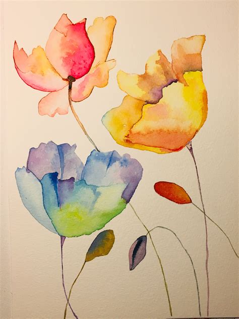 Simple Watercolor Pencil Flowers