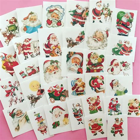 Santa Claus Stickers Set of 32 Handmade Stickers Vintage | Etsy