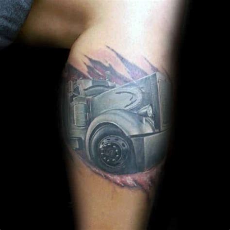 60 Truck Tattoos For Men - Vintage and Big Rig Ink Design Ideas