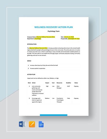 11+ Wellness Recovery Action Plan Templates - PDF, Word